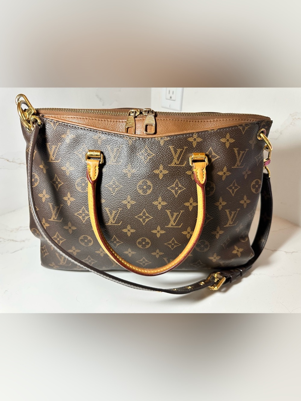 Louis Vuitton Monogram Pallas GM in Taupe